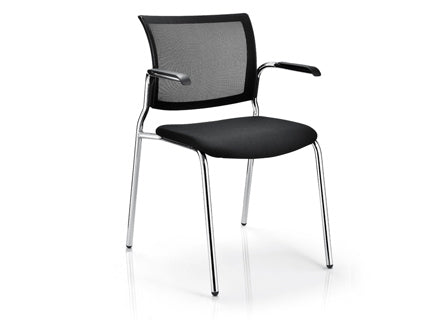 Chrome Frame Cantilever Stacking Arm Chair