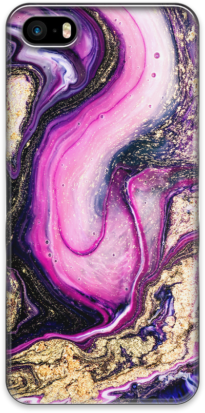 Purple & Gold Marble Phone Case For iPhone