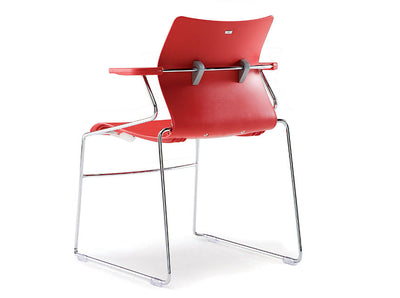 Sled Stackable Steel frame Tablet Arm Chair