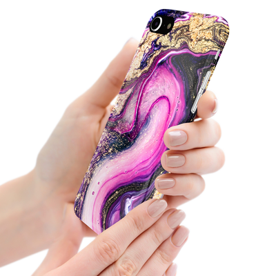Purple & Gold Marble Phone Case For iPhone