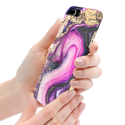 Purple & Gold Marble Phone Case For iPhone