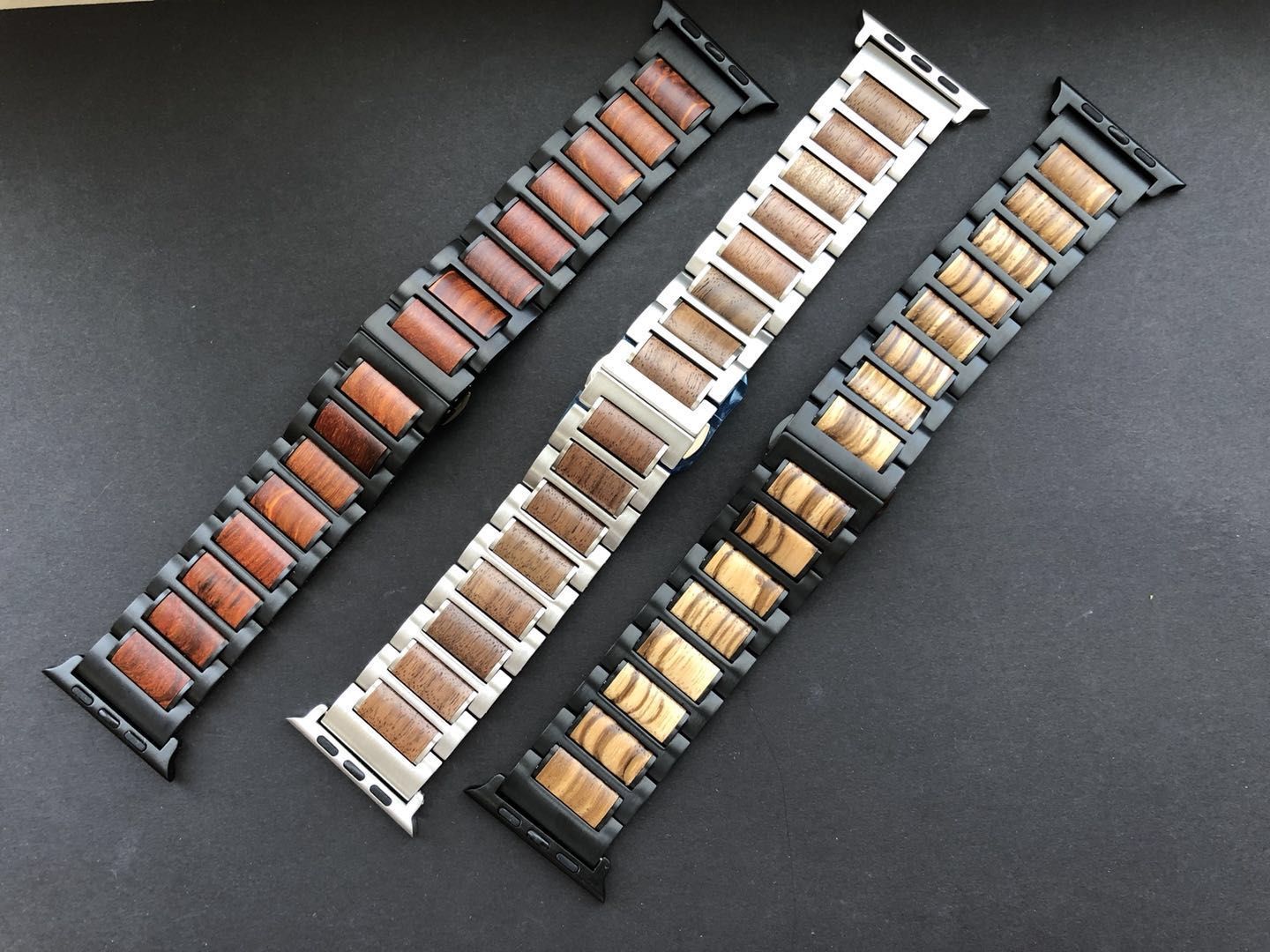 HAVERN Stainless Steel + Wood 42mm Apple Watch Bands