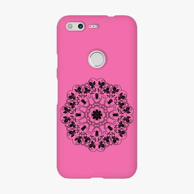Tough Google Pixel  Phone Case - Mandala With Pink Background