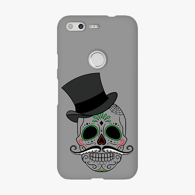Tough Google Pixel  Phone Case - Skull Art With Gray Background