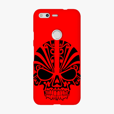 Snap Google Pixel  Phone Case - Black Skull With Red Background