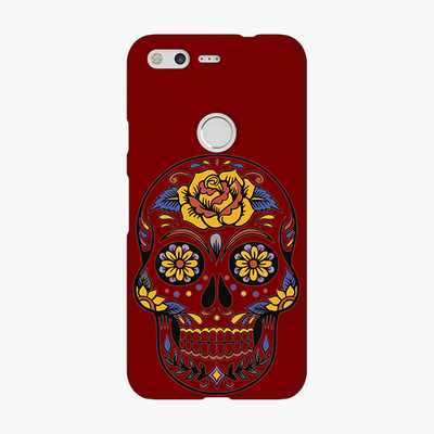Tough Google Pixel  Phone Case - Skull Art With Brown Background