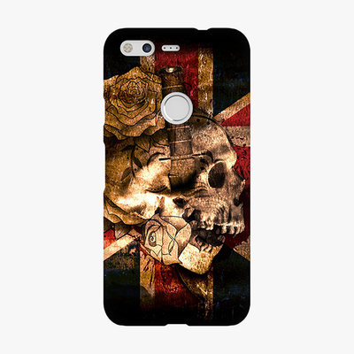 Snap Google Pixel  Phone Case - Skull With Union Jack British Flag