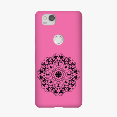 Tough Google Pixel 2 Phone Case - Mandala With Pink Background