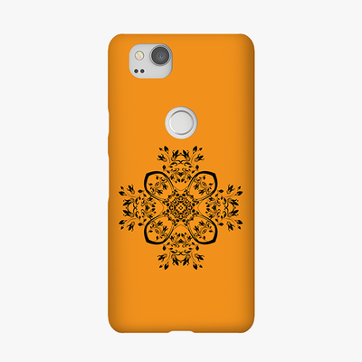 Snap Google Pixel 2 Phone Case - Flower Design With Orange Background