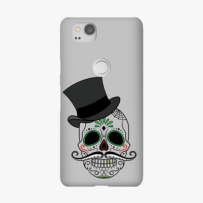Tough Google Pixel 2 Phone Case - Skull Art With Gray Background