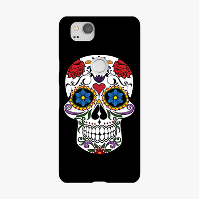 Tough Google Pixel 2 Phone Case - Skull Artwork With Black Background