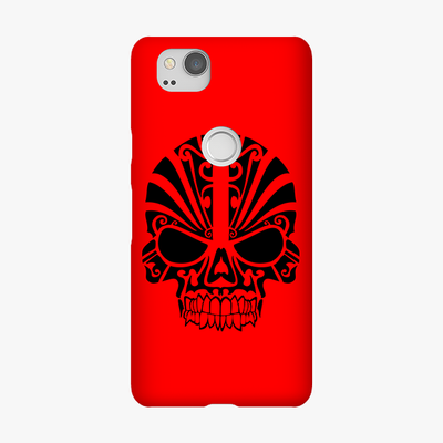 Snap Google Pixel 2 Phone Case - Black Skull With Red Background