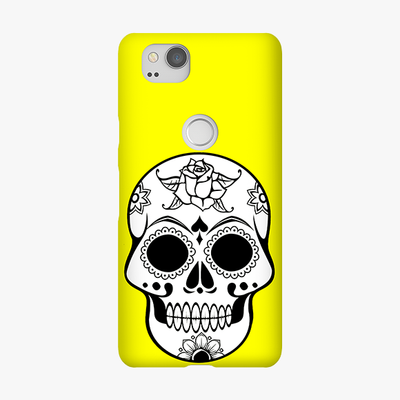 Snap Google Pixel 2 Phone Case - Skull With Yellow Background