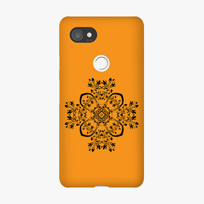 Snap Google Pixel 2 XL  Phone Case - Flower Design With Orange Background