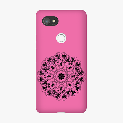 Tough Google Pixel 2 XL  Phone Case - Mandala With Pink Background