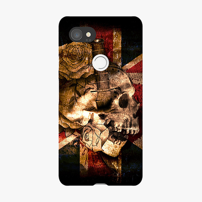 Snap Google Pixel 2 XL  Phone Case - Skull With Union Jack British Flag