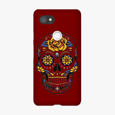 Tough Google Pixel 2 XL  Phone Case - Skull Art With Brown Background