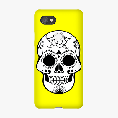 Snap Google Pixel 2 XL  Phone Case - Skull With Yellow Background