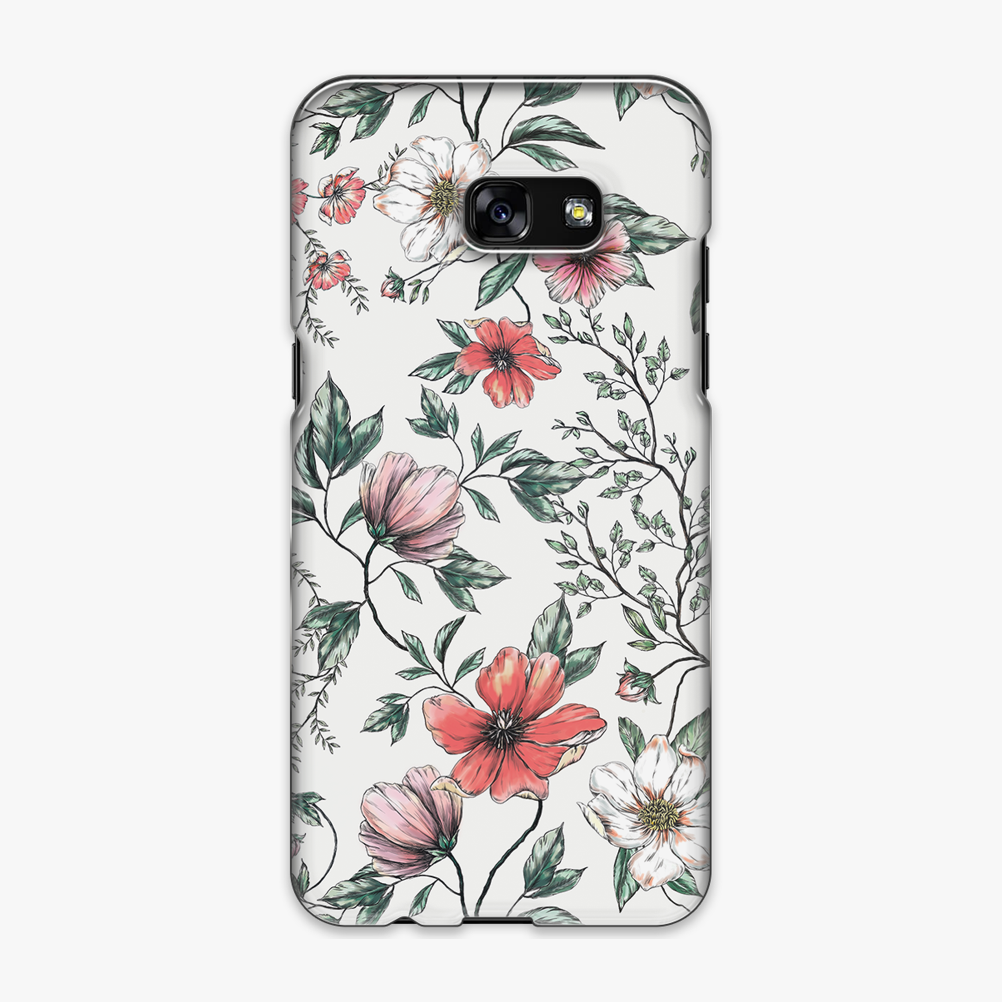 Tough - Phone Case with Colorful Flowers on White Background
