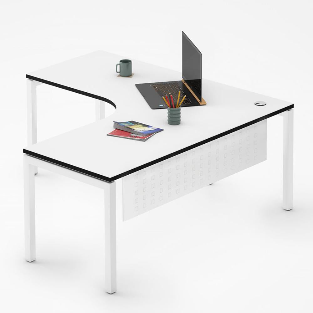 Gen-Y Executive L-Shaped White Frame Desk