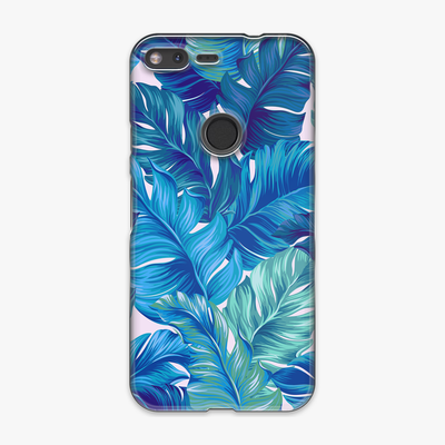 Snap - Phone Case with Blue Tropical Leaves