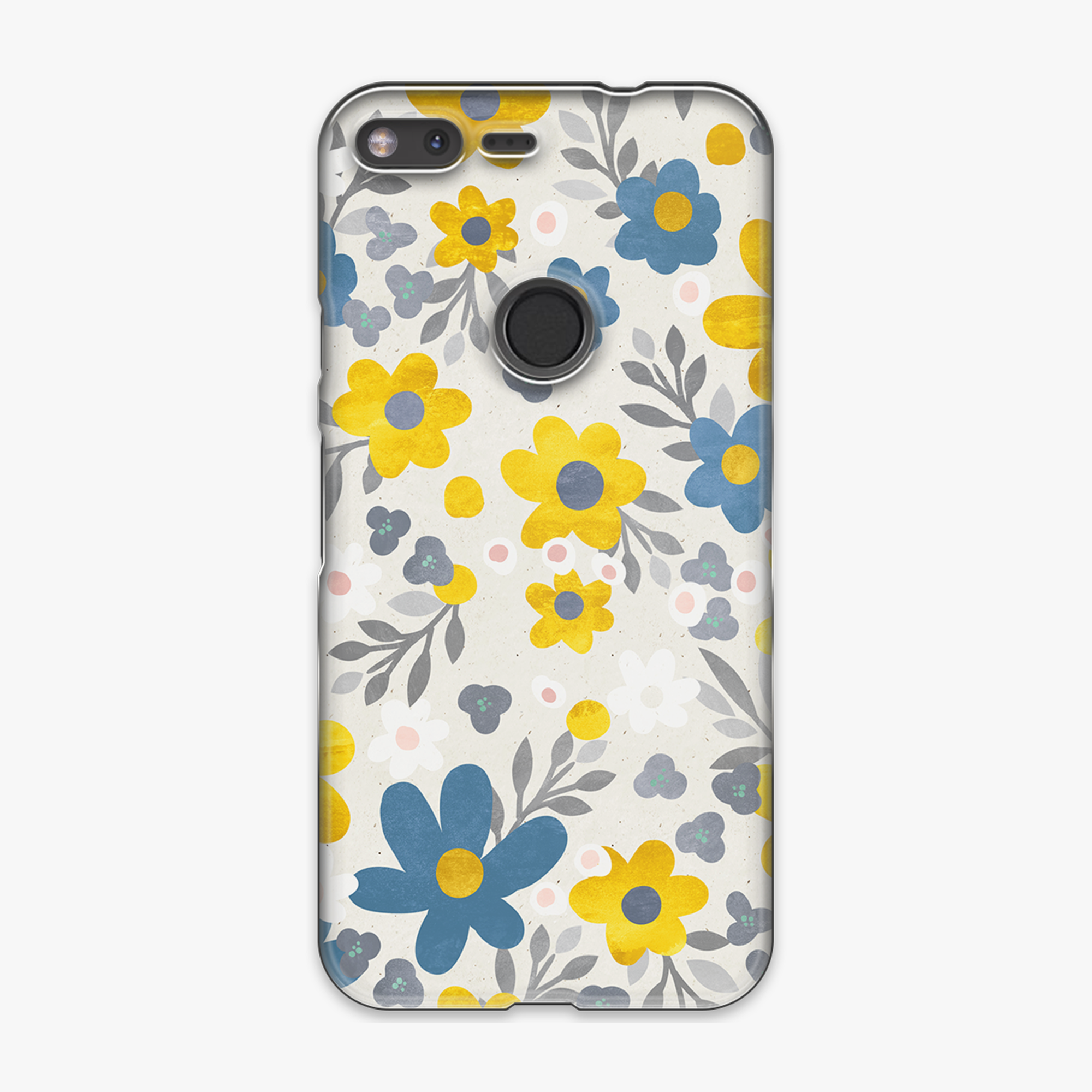 Tough - Phone Case with Yellow and Blue Flowers