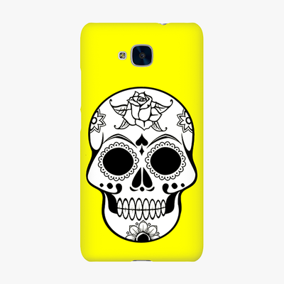Tough Huawei Honor 5c  Phone Case - Skull With Yellow Background