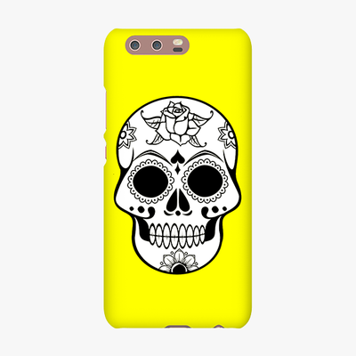Tough Huawei P10  Phone Case - Skull With Yellow Background