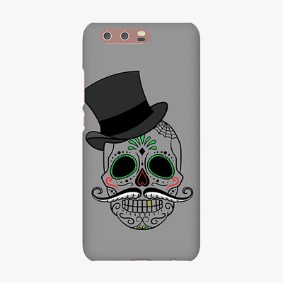 Tough Huawei P10  Phone Case - Skull Art With Gray Background