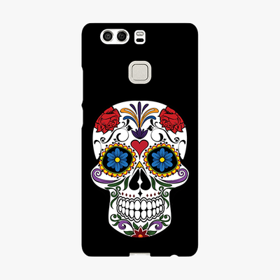 Snap Huawei P9  Phone Case - Skull Artwork With Black Background
