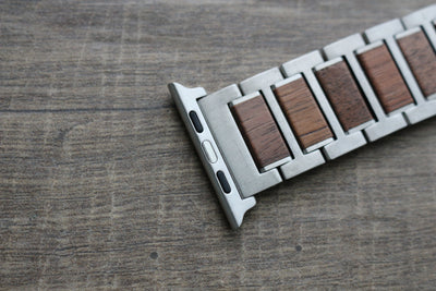 HAVERN Stainless Steel + Zebrawood 42mm Apple Watch Bands