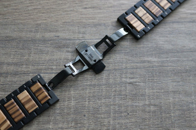 HAVERN Black Stainless Steel + Red Sandalwood 42mm Apple Watch Bands
