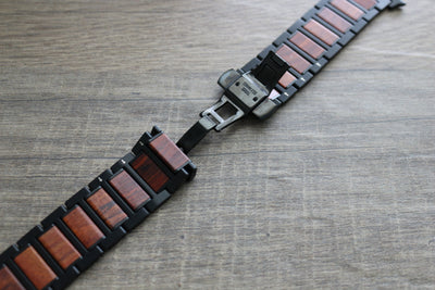HAVERN Black Stainless Steel + Red Sandalwood 42mm Apple Watch Bands