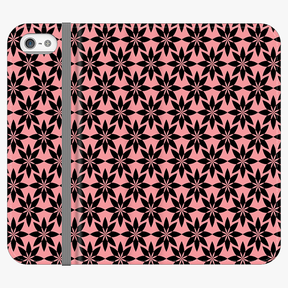 Folio iPhone 5  Folio Wallet - Artistic Floral Pattern With Pink Background