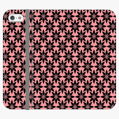 Folio iPhone 5  Folio Wallet - Artistic Floral Pattern With Pink Background