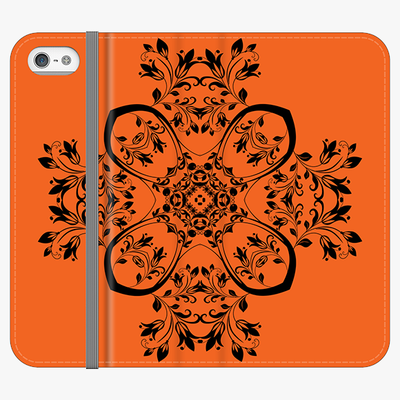 Folio iPhone 5  Phone Folio - Flower Design With Orange Background