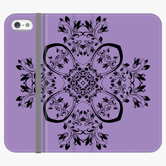 Folio iPhone 5  Phone Folio - Flower Design With Purple Background