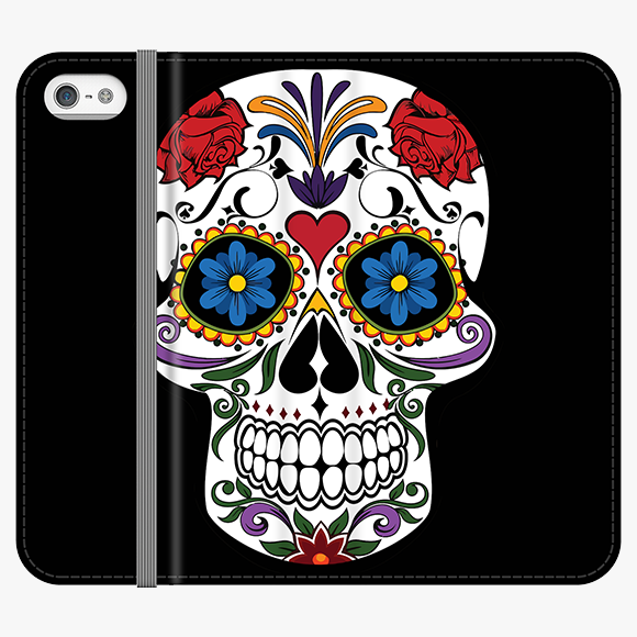 Folio iPhone 5  Phone Folio - Skull Artwork With Black Background