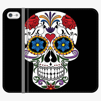 Folio iPhone 5  Phone Folio - Skull Artwork With Black Background