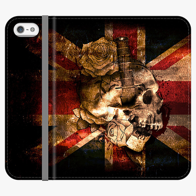 Folio iPhone 5  Phone Folio - Skull With Union Jack British Flag