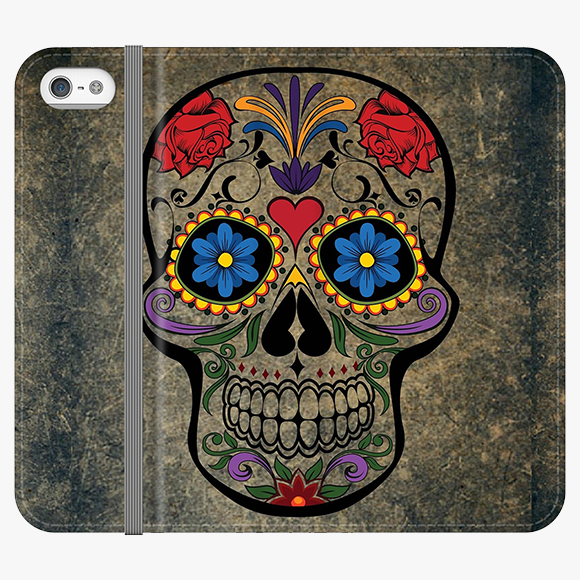 Folio iPhone 5  Phone Folio - Skull  With Artwork