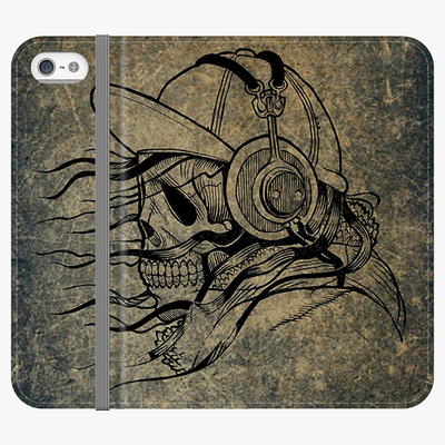 Folio iPhone 5  Phone Folio - Skull With Headphone