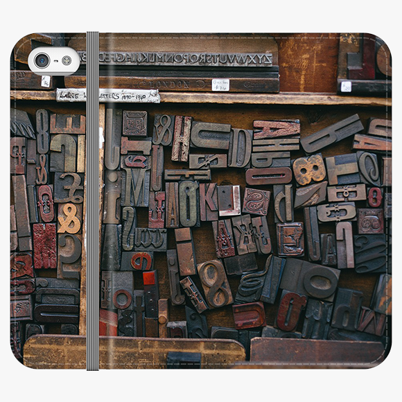 Folio iPhone 5  Folio Wallet - Classic Wood Blocks