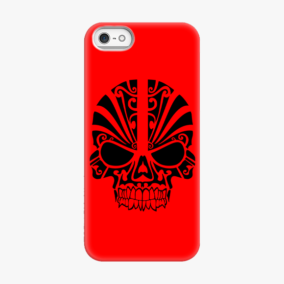 Tough iPhone 5  Phone Case - Black Skull With Red Background