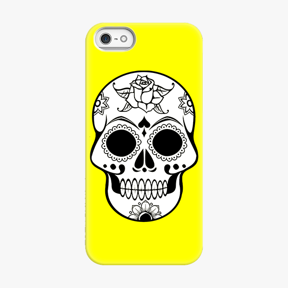 Tough iPhone 5  Phone Case - Skull With Yellow Background
