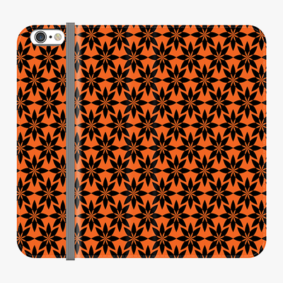 Folio iPhone 6  Folio Wallet - Artistic Floral Pattern With Orange Background