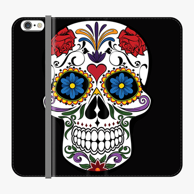 Folio iPhone 6  Phone Folio - Skull Artwork With Black Background