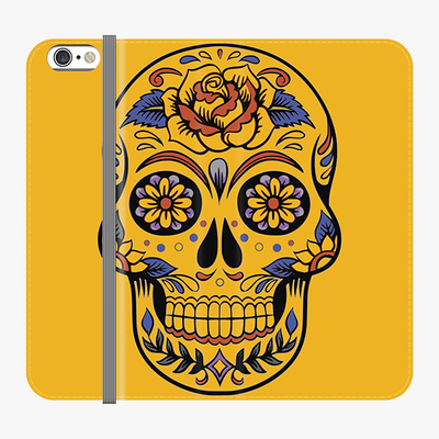 Folio iPhone 6  Phone Folio - Skull Art With Yellow Background