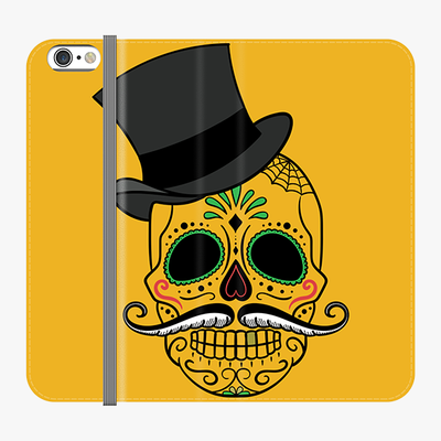 Folio iPhone 6  Phone Folio - Skull Art With Dark Yellow Background