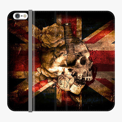 Folio iPhone 6  Phone Folio - Skull With Union Jack British Flag